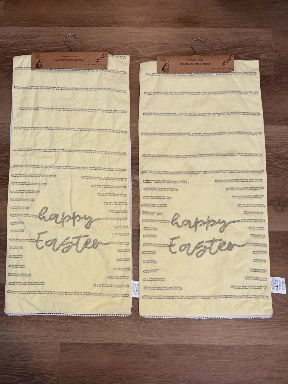 Decorative "Happy Easter" Yellow Kitchen Towels - Set of 2